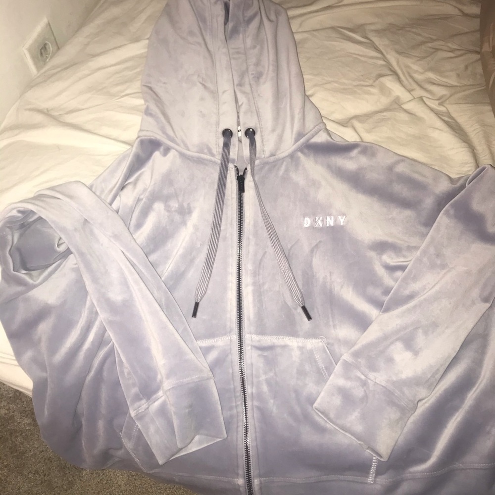 DKNY Sport Cropped Velour Hoodie